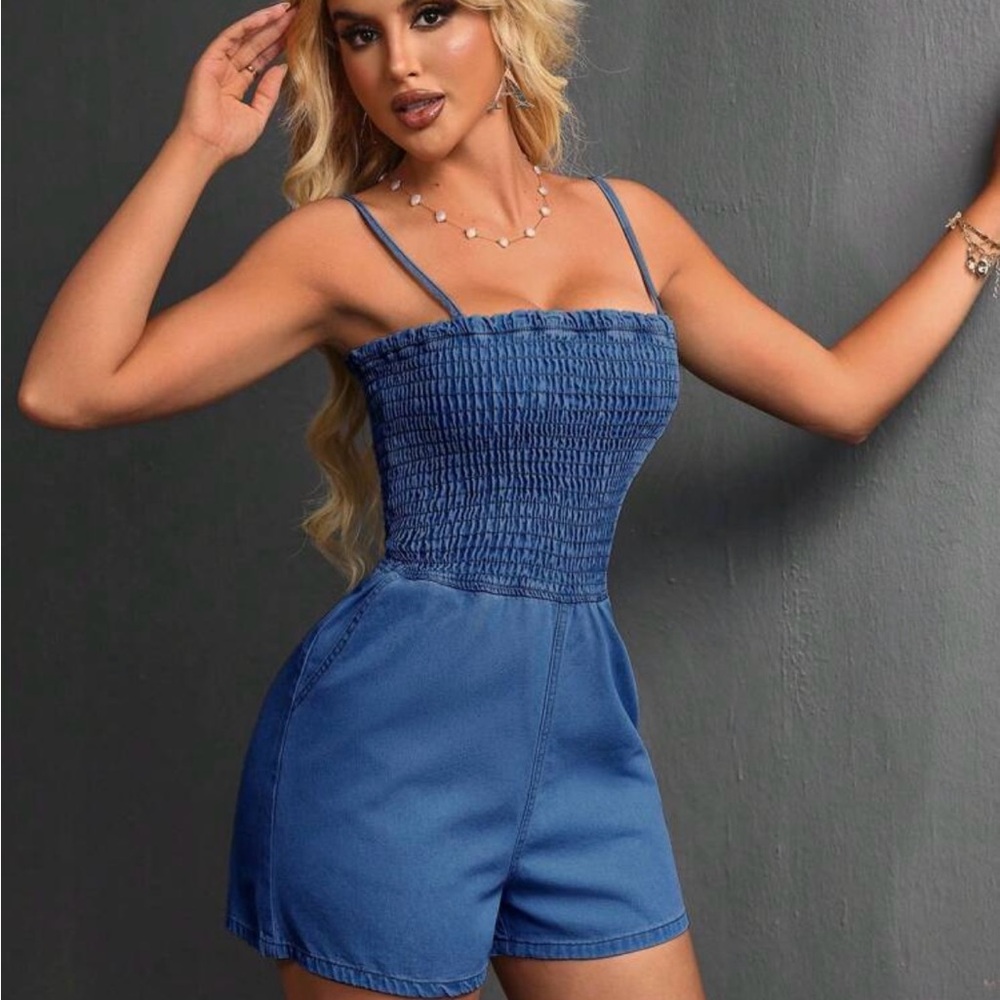 SHEIN Blue Denim Playsuit
